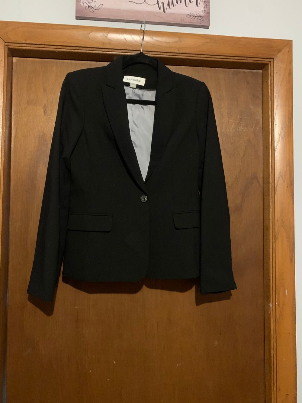 Calvin Klein Women's Size 2 Black One Button Blazer Suit Jacket Career
